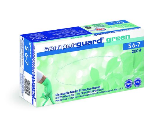 Disposable gloves size S (6-7) Semperguard® green, Nitril, powder-free, non-sterile, pack of 200_1837339