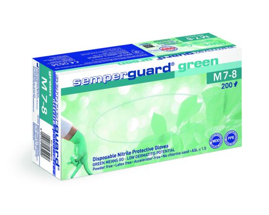 Disposable gloves size M (7-8) Semperguard® green, Nitril, powder-free, non-sterile, pack of 200_1837341