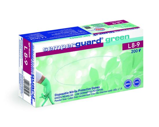 Disposable gloves size L (8-9) Semperguard® green, Nitril, powder-free, non-sterile, pack of 200_1837363