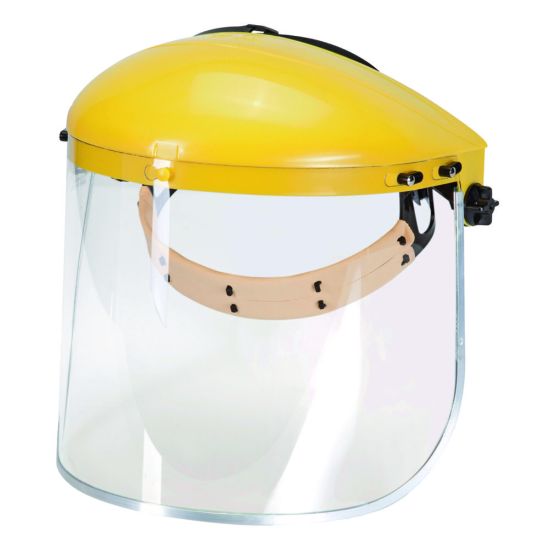 Protective face shield FC 48Protective shield with adjustable head support and with forehead protection. Window made of impact- and heat-resistant polycarbonate. Dimensions: 400 x 200 x 1mm._1813265