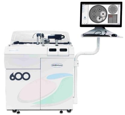 Smartchem 600 Fully Automated Discrete Chemistry Analyzer using Technical Polymer cuvettes. Up to 600 tests per hour. Includes reagent cooler and touch screen PC with Windows license and Smartchem software. 12 Wavelengths from 340 to 880 nm_1926802