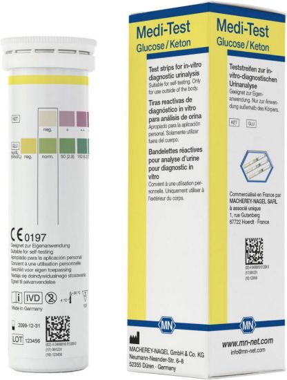 MEDI-TEST Glucose/Ketone test strips for urine test pack of 100 strips_1589144