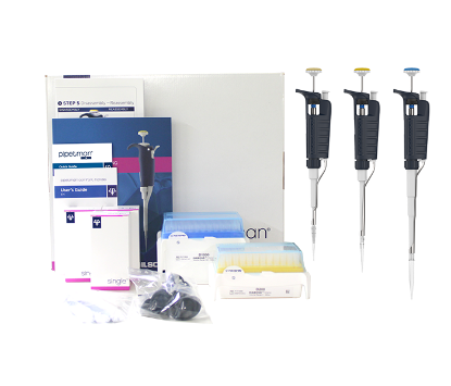 Gilson PIPETMAN G Starter Kit Pipette, P20G, P200G, P1000G, Manual Air Displacement, D200 TIPACK pipette tips, Metal Ejector_1181482