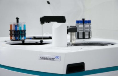 Smartchem 450 Fully Automated Discrete Chemistry Analyzer using Technical Polymer cuvettes and 100 sample configuration. Up to 450 tests per hour. Includes reagent cooler and touch screen PC with Windows license and Smartchem software._1926766