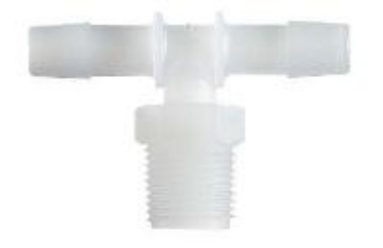 Masterflex Fitting, PVDF, Tee, Hosebarb to Threaded Adapter, 1/2" ID x 1/2" ID x 1/4" NPT(M); 10/PK_1867495