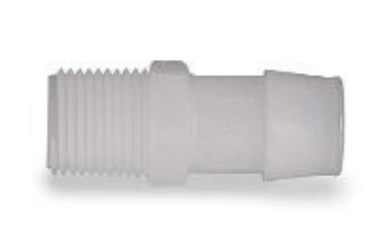 Masterflex Fitting, PVDF, Straight, Hosebarb to Thread Adapter, 3/16" ID x 1/4" NPT(M); 10/PK_1867385