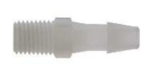 Masterflex Fitting, PVDF, Straight, Hosebarb to Thread Adapter, 3/8" ID x 1/2" NPT(M); 10/PK_1867360
