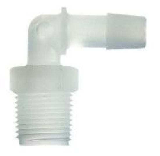 Masterflex Fitting, PVDF, Elbow, Hosebarb to Thread Adapter, 3/16" ID x 1/4" NPT(M); 10/PK_1867739