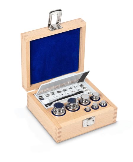 1 mg - 200 g E2 set of weights, in wooden box, lined stainless steel_1131465