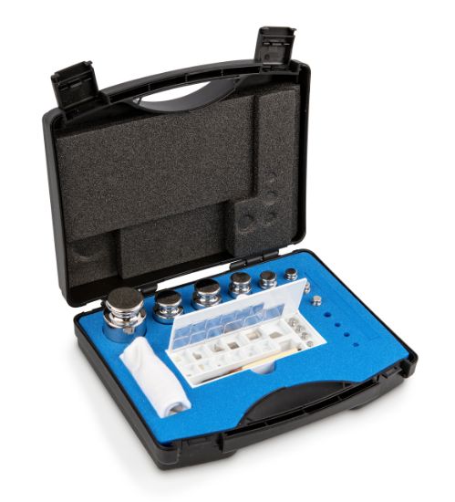 Weight set, E1, 1 mg; 500 g, Button, Stainless Steel polished, in plastic case, 1 mg; 500 g, E1,_1930724