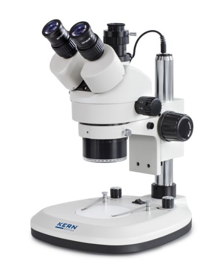 Stereo Zoom Microscope, Trinocular, 0.7x - 4.5x Objective Zoom, Pillar Style, 3W LED Incident and Transmitted Lighting_1233928