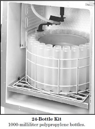 ISCO, Bottle Configuration For 6700 Sampler (24 Polypropylene 1 Liter), 1 Liter wedge-shaped bottles, caps, retaining ring, rack, 2 discharge tubes_1280072