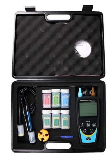 Environmental Express PC100 KIT, PC 100 Portable pH/Conductivity Meter Kit with pH, Conductivity, and ATC Probes, Case, and Solutions; CP part 35613-46_2041517
