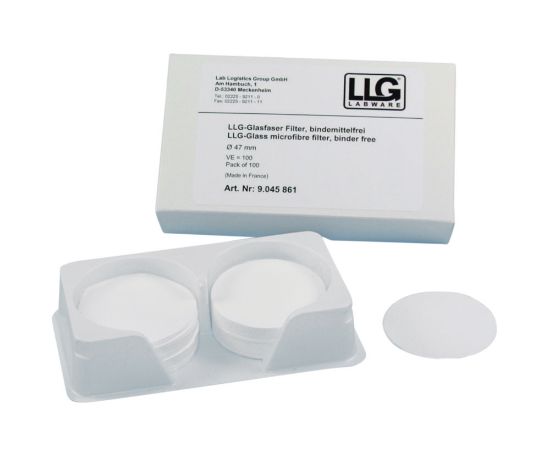 LLG-Glass microfibre filter, binder-free, pack of 100,  47mm diameter, 1.6 μm pore size, 0.26 mm thickness_1559389