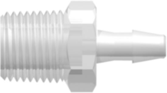 1/8-27 NPT Thread with 7/16" Hex to 200 Series Barb 1/8" (3.2 mm) ID Tubing Animal-Free Natural Polypropylene_1812126