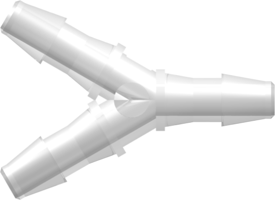 Y Connector with 200 Series Barbs 1/4" (6.4 mm) ID Tubing Animal-Free Natural Polypropylene_1810671