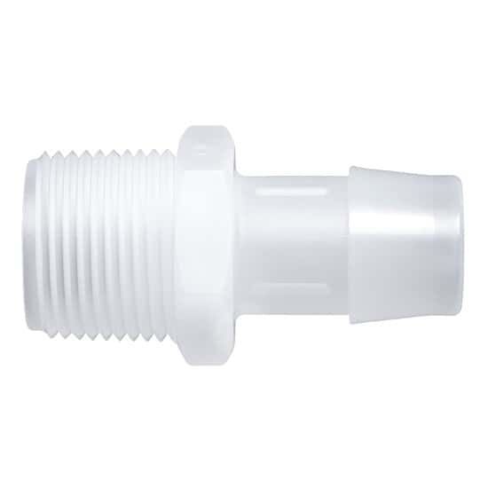 Cole-Parmer A2-2PP-QC, Cole-Parmer Threaded to Hose Barb Fitting, Straight Adapter, Animal-Derivative-Free Polypropylene, Cleanroom Packed, 1/8" NPT(M) x 1/8" ID; 10/Pk CP Part: 50107-73_2248931