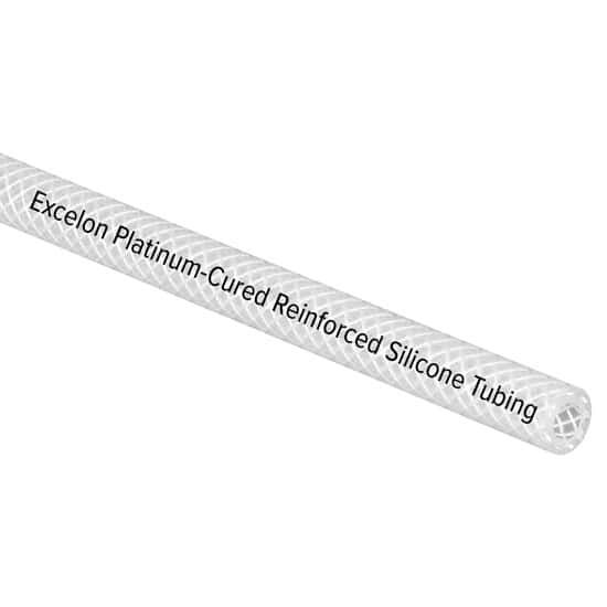 Excelon Braid-Reinforced Silicone Tubing, Clear, 70A, 0.250" ID x 0.520" OD; 25 Ft_2054750