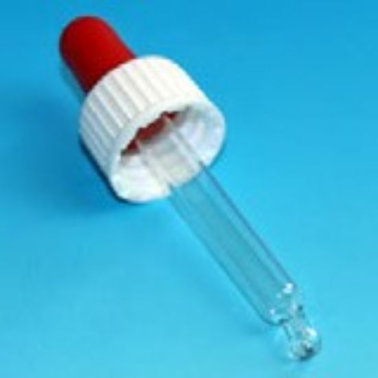 Pipetting device with screw cap, blue suction bulb and glass pipette_1583556