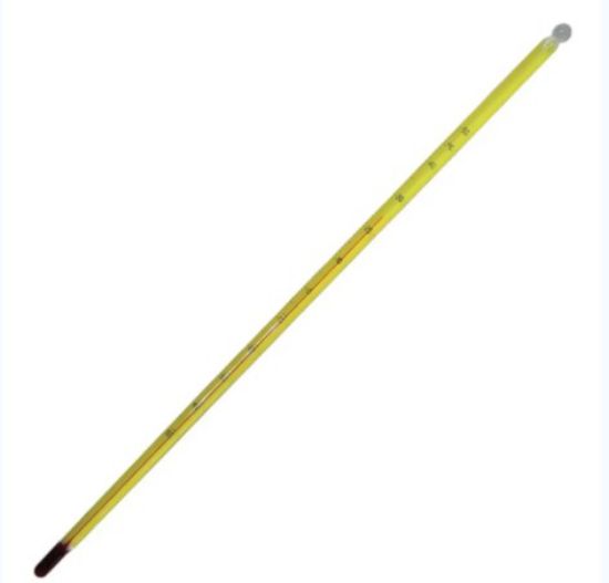 LLG Precision Laboratory Thermometer -10°C +100:1°C, Stemform, Capillary, Yellow-Backed, Red Filling, L270 mm, Suitable for Calibration_1560849