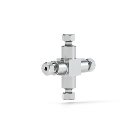 Cole-Parmer Stainless Steel Cross Fitting, 0.02" Bore, 1/16" OD Tubing_1083610
