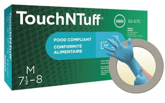 Ansell TouchNTuff 92-675 Nitrile Gloves with Textured Fingertips, Size XL (9.5-10); Box of 100_1709375