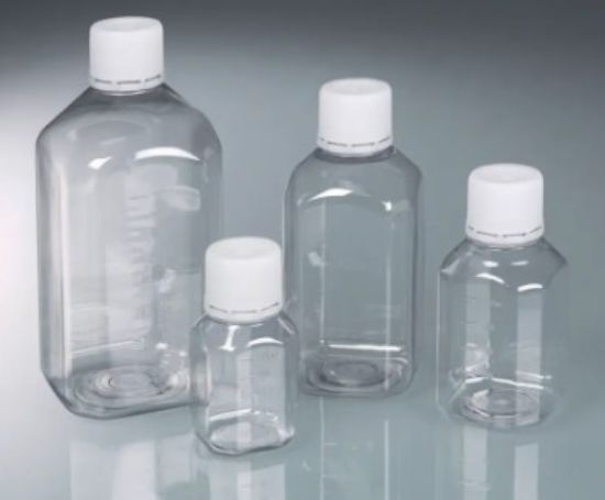 Bürkle Laboratory Bottle 500 ml, PET, Sterile with Tamper-Evident Cap, Moulded Graduation, Transparent (Pack of 12)_1617134