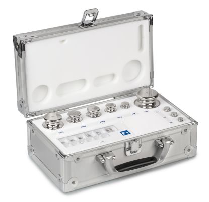 Set of weights, OIML Class F1, Nominal value 1 mg - 500 g, Eco Shape, stainless steel polished, in aluminium case_1429367