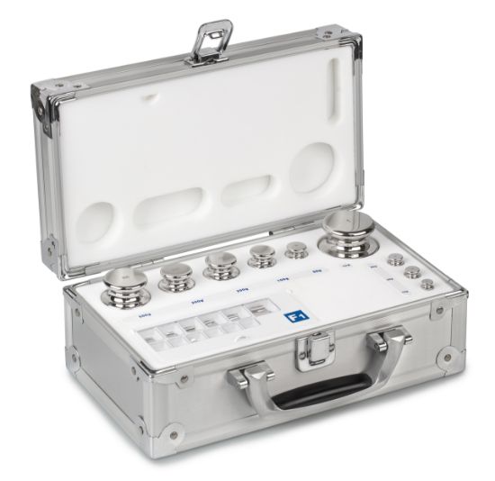 Set of weights, OIML Class F1, Nominal value 1 mg - 500 g, Eco Shape, stainless steel polished, in aluminium case_1429367