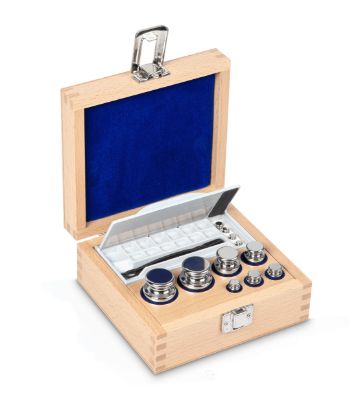 Set of weights, OIML Class F1, Nominal value 1 g - 200 g, Eco Shape, stainless steel polished, in wooden case_1429403
