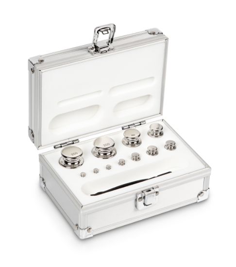 Set of weights, OIML Class F1, Nominal value 1 g - 200 g, Eco Shape, stainless steel polished, in aluminium case_1429407