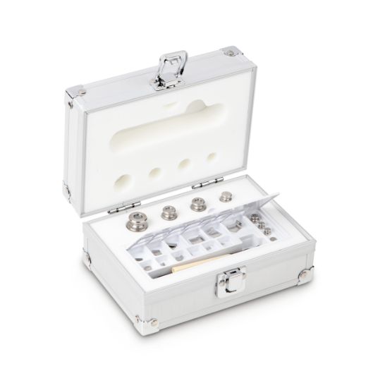 Set of weights, OIML Class M1, Nominal value 1 mg - 50 g, Knob, stainless steelfine turned, in aluminium case_1429473