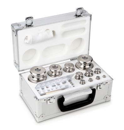 Set of weights, OIML Class M1, Nominal value 1 mg - 2 kg, Knob, stainless steelfine turned, in aluminium case_1429484