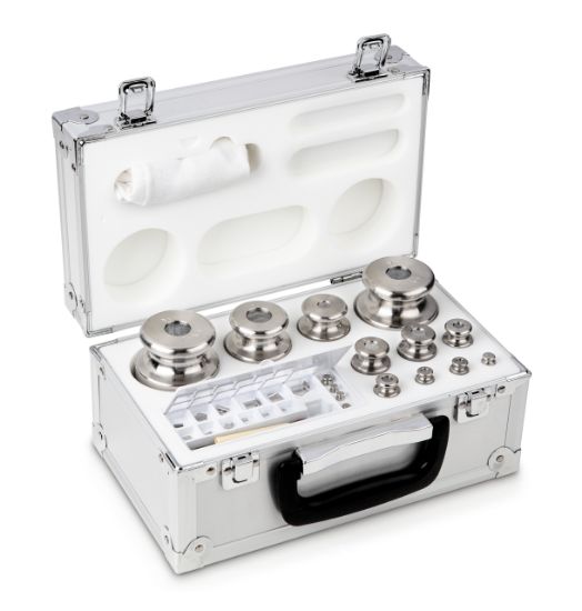 Set of weights, OIML Class M1, Nominal value 1 mg - 2 kg, Knob, stainless steelfine turned, in aluminium case_1429484