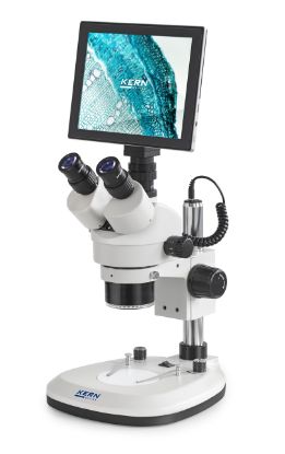 Kern Digital Stereo Microscope Set, 0.7x–4.5x, Pillar Style Stand, Ring LED Illumination, Greenough Optics_1537324
