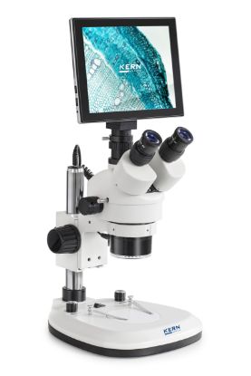 Kern Digital Stereo Microscope Set, 0.7x–4.5x, Pillar Style Stand, Ring LED Illumination, Greenough Optics_1537324