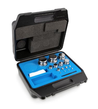 Set of weights, OIML Class E1, Nominal value 1 g - 2 kg, Knob, Stainless steel polished, in plastic case_1930740
