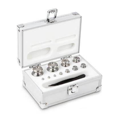 Set of weights, OIML Class M2, Nominal value 1 g - 200 g, Knob, stainless steel fine turned, in aluminium case_1930784