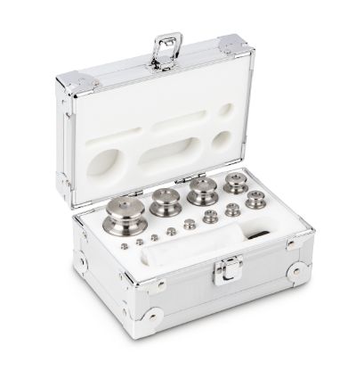 Set of weights, OIML Class M2, Nominal value 1 g - 500 g, Knob, stainless steel fine turned, in aluminium case_1930788