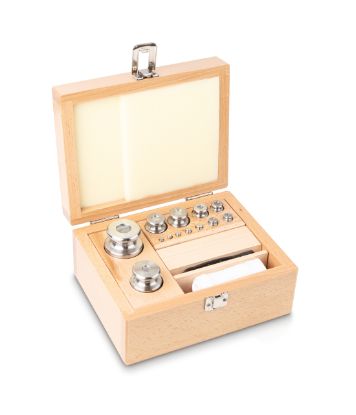 Set of weights, OIML Class M2, Nominal value 1 g - 1 kg, Knob, stainless steelfine turned, in wooden case_1930790