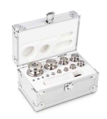 Set of weights, OIML Class M2, Nominal value 1 g - 1 kg, Knob, stainless steel fine turned, in aluminium case_1930792