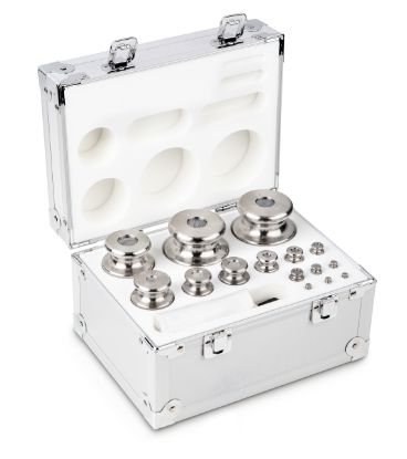Set of weights, OIML Class M2, Nominal value 1 g - 2 kg, Knob, stainless steel fine turned, in aluminium case_1930796