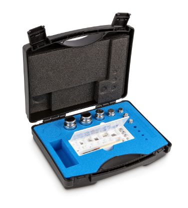 Set of weights, OIML Class E1, Nominal value 1 mg - 200 g, Knob, Stainless steel polished, in plastic case_1930722