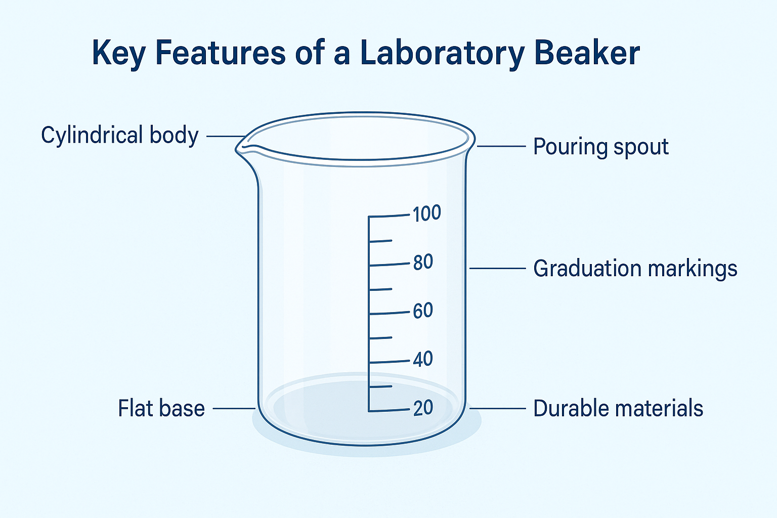 Key features of a laboratory beaker