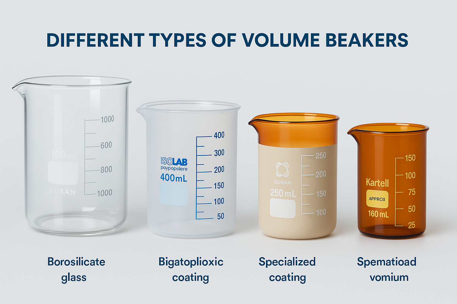 Different types of volume beakers