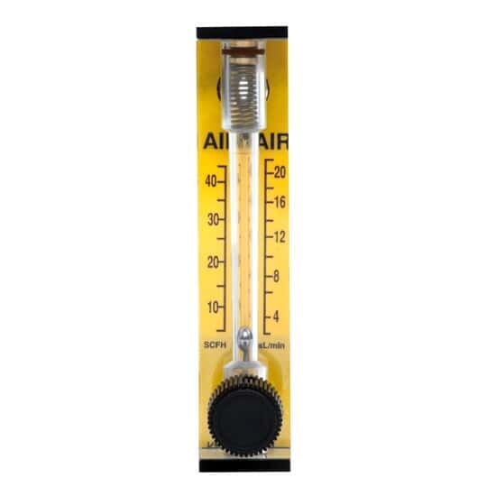 Cole-Parmer Variable Area Flowmeter, Acrylic, Air, 1.4 LPM, 1/8" Brass, with Valve_2229194