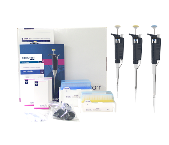 Gilson PIPETMAN G Starter Kit, Pipettes P20G, P200G, P1000G, Manual Air Displacement, D200 TIPACK Pipette Tips, Metal Ejector_1181482
