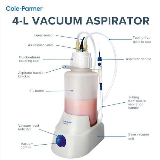 Cole-Parmer VAS-200 Vacuum Aspiration System, Quick-Release Couplings Cap, 4 L (135 oz)_2277912
