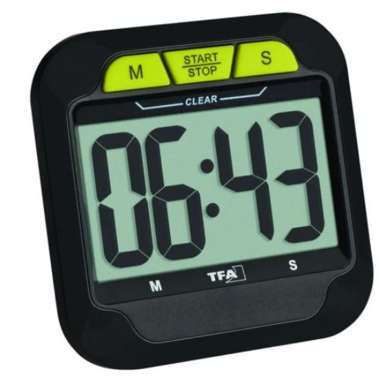 TFA Dostmann Digital Timer and Stopwatch with Large Digits 38.2054 with Magnet, Stand and Eyelet for Lanyard_2316146