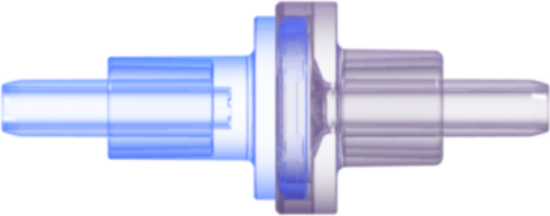 Check Valve Autoclavable Socket for .122" (3.1 mm) ID x .165" (4.2 mm) OD Tubing x 2 Cracking Pressure <= .087 psig Flow Rate >= 150 ml/min Blue and Clear Polycarbonate w/Silicone Diaphragm_2234802